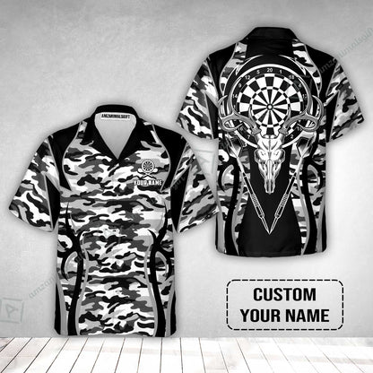 Darts Custom Name Hawaiian Shirt, Camo Darts And Deer Personalized Hawaiian Shirt
