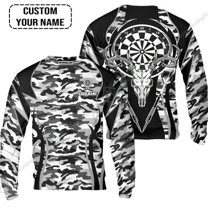 Darts Custom Name Men Polo Shirt, Camo Darts And Deer Personalized Men Polo Shirt