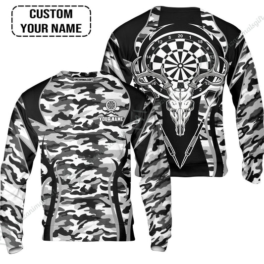 Darts Custom Name Sweatshirt, Camo Darts And Deer Personalized Sweatshirt