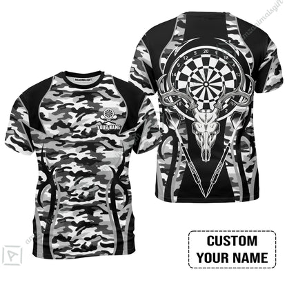 Darts Custom Name Men Polo Shirt, Camo Darts And Deer Personalized Men Polo Shirt