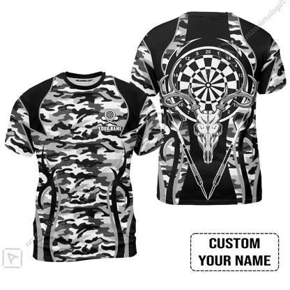 Darts Custom Name Hawaiian Shirt, Camo Darts And Deer Personalized Hawaiian Shirt