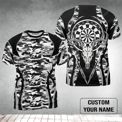 Darts Custom Name T-Shirt, Camo Darts And Deer Personalized T-Shirt