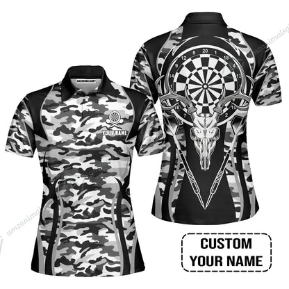 Darts Custom Name Men Polo Shirt, Camo Darts And Deer Personalized Men Polo Shirt
