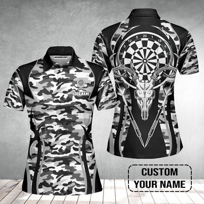 Darts Custom Name Women Polo Shirt, Camo Darts And Deer Personalized Women Polo Shirt