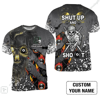 Custom Billiard Long Polo Shirt- Q's Team Billiards 8 Balls Paint Splash Personalized Name Long Polo Shirt