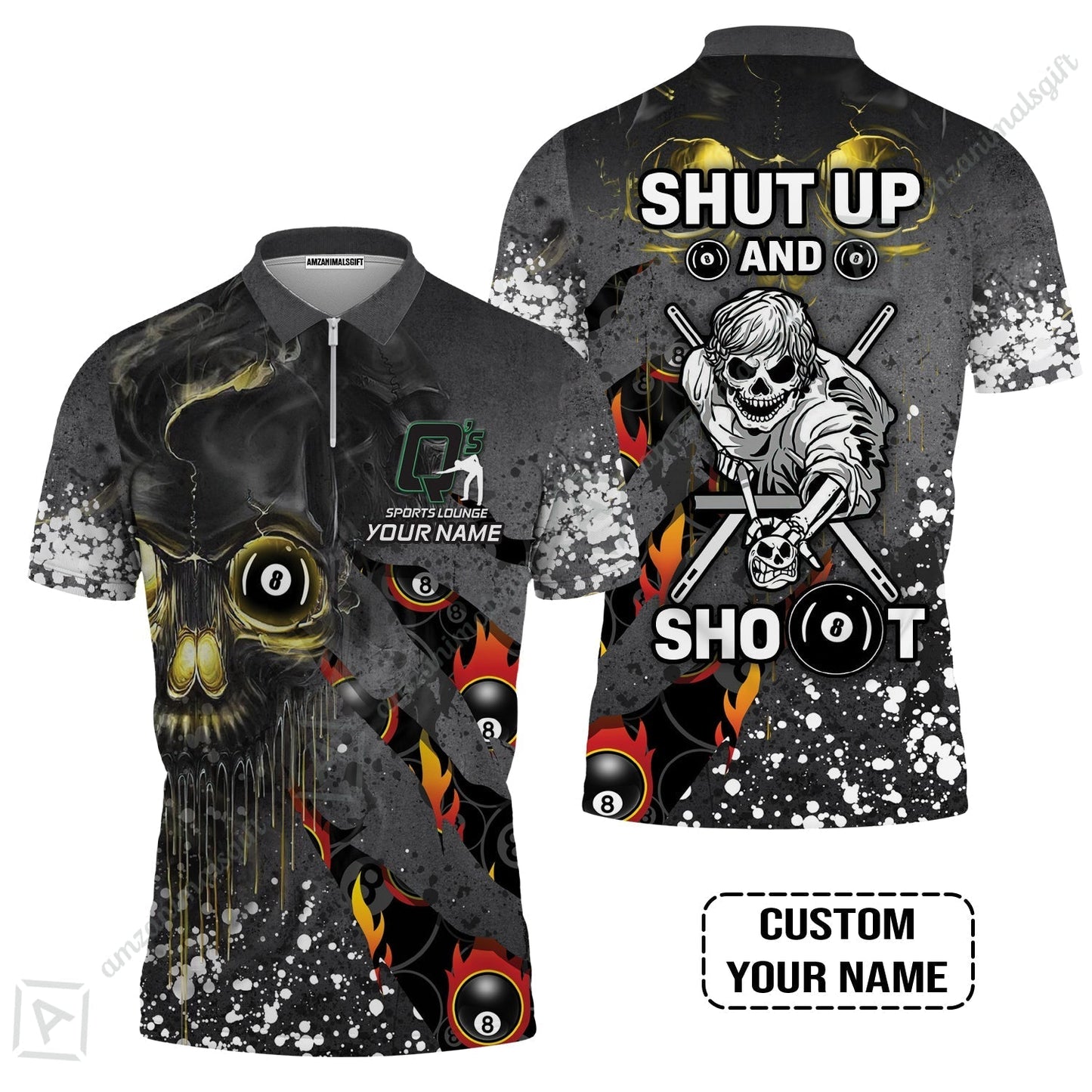 Custom Billiard Hawaiian Shirt - Q's Team Billiards 8 Balls Paint Splash Personalized Name Hawaiian Shirt