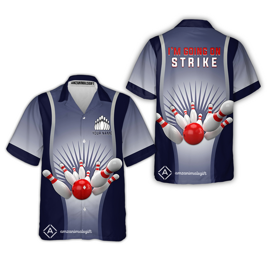 Bowling Hawaiian Shirt Custom Name - Bowling I'm Going On Strike Personalized Aloha Hawaiian Shirt - Gift For Friend, Family, Bowling Lovers