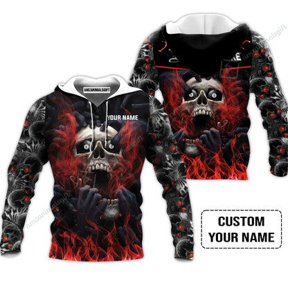 Custom Billiard Hawaiian Shirt - Dead Stroke Pool 8 Ball Skull On Fire Personalized Name, Perfect Billiard Hawaiian Shirt