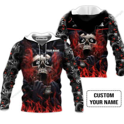 Custom Billiard Women Polo Shirt - Dead Stroke Pool 8 Ball Skull On Fire Personalized Name, Perfect Billiard Women Polo Shirt