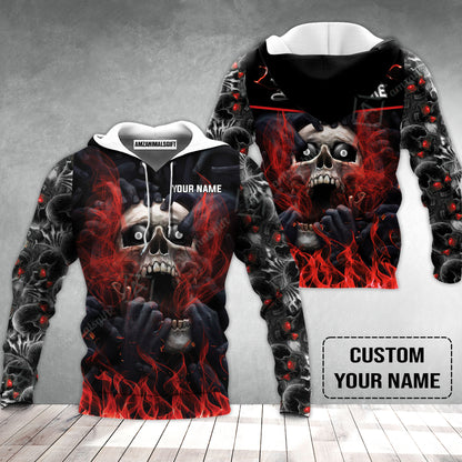 Custom Billiard Hoodie - Dead Stroke Pool 8 Ball Skull On Fire Personalized Name, Perfect Billiard Hoodie