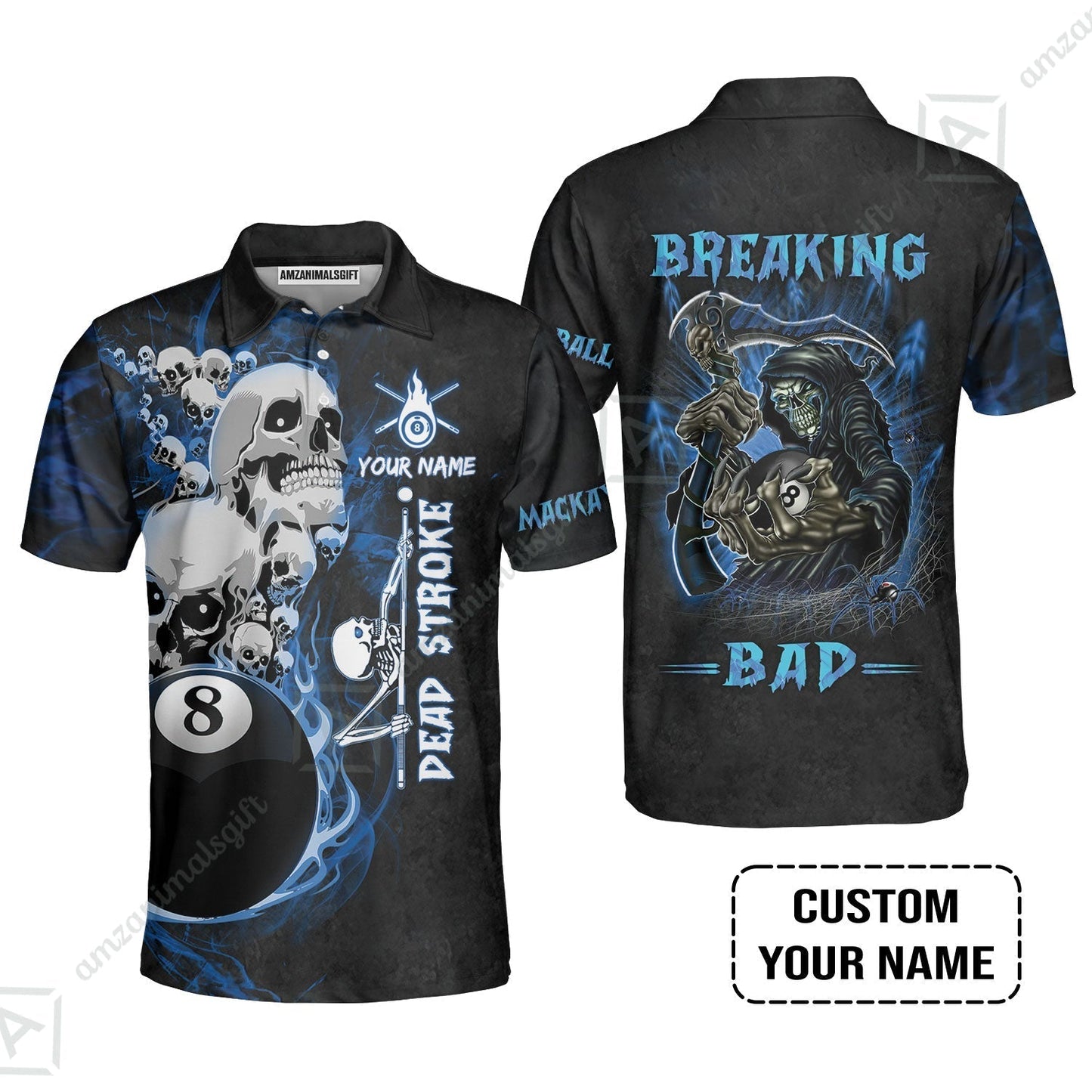 Custom Billiard Women Polo Shirt - Breaking Bad Billiard Pool 8 Ball Personalized Name Women Polo Shirt