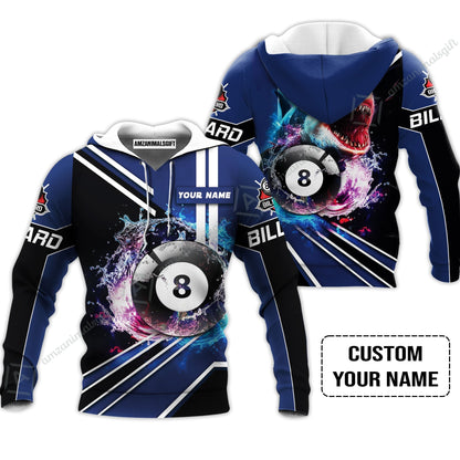 Custom Billiard Women Polo Shirt - Shark Billiard Team Pool 8 Ball Personalized Name Women Polo Shirt