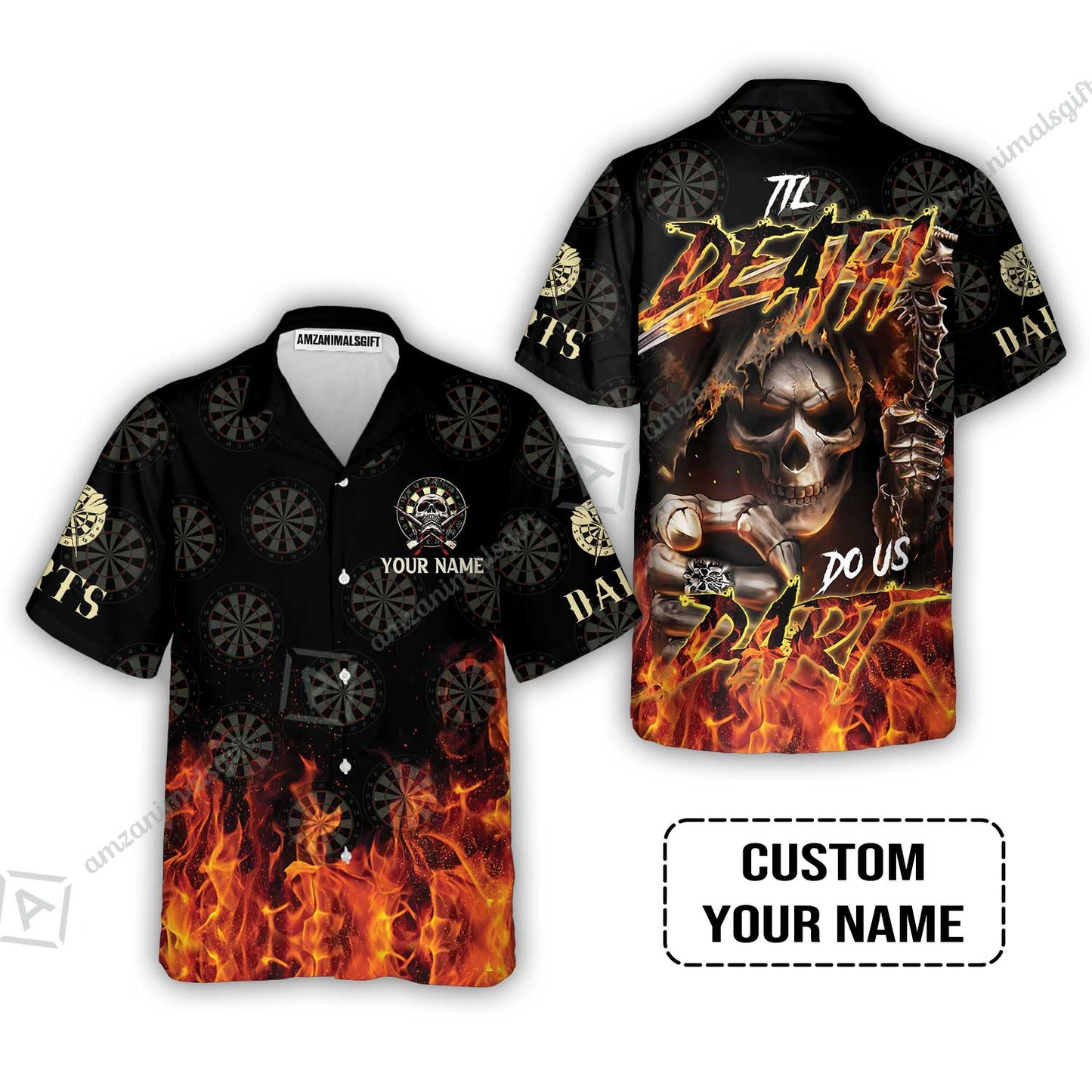 Darts Custom Name Zip Polo Shirt - Til Death Do Us Dart Dartboard Personalized Zip Polo Shirt