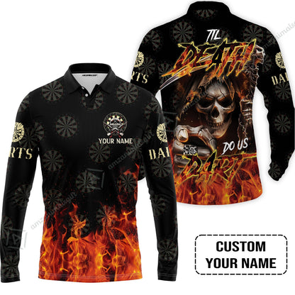 Darts Custom Name Long Polo Shirt - Til Death Do Us Dart Dartboard Personalized Long Polo Shirt
