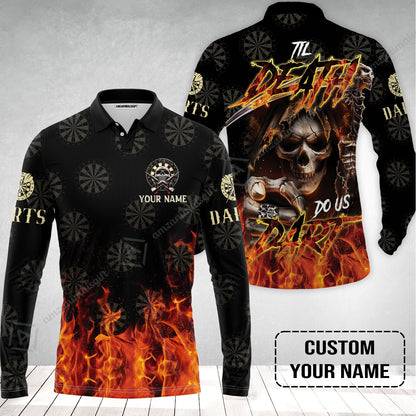Darts Custom Name Long Polo Shirt - Til Death Do Us Dart Dartboard Personalized Long Polo Shirt