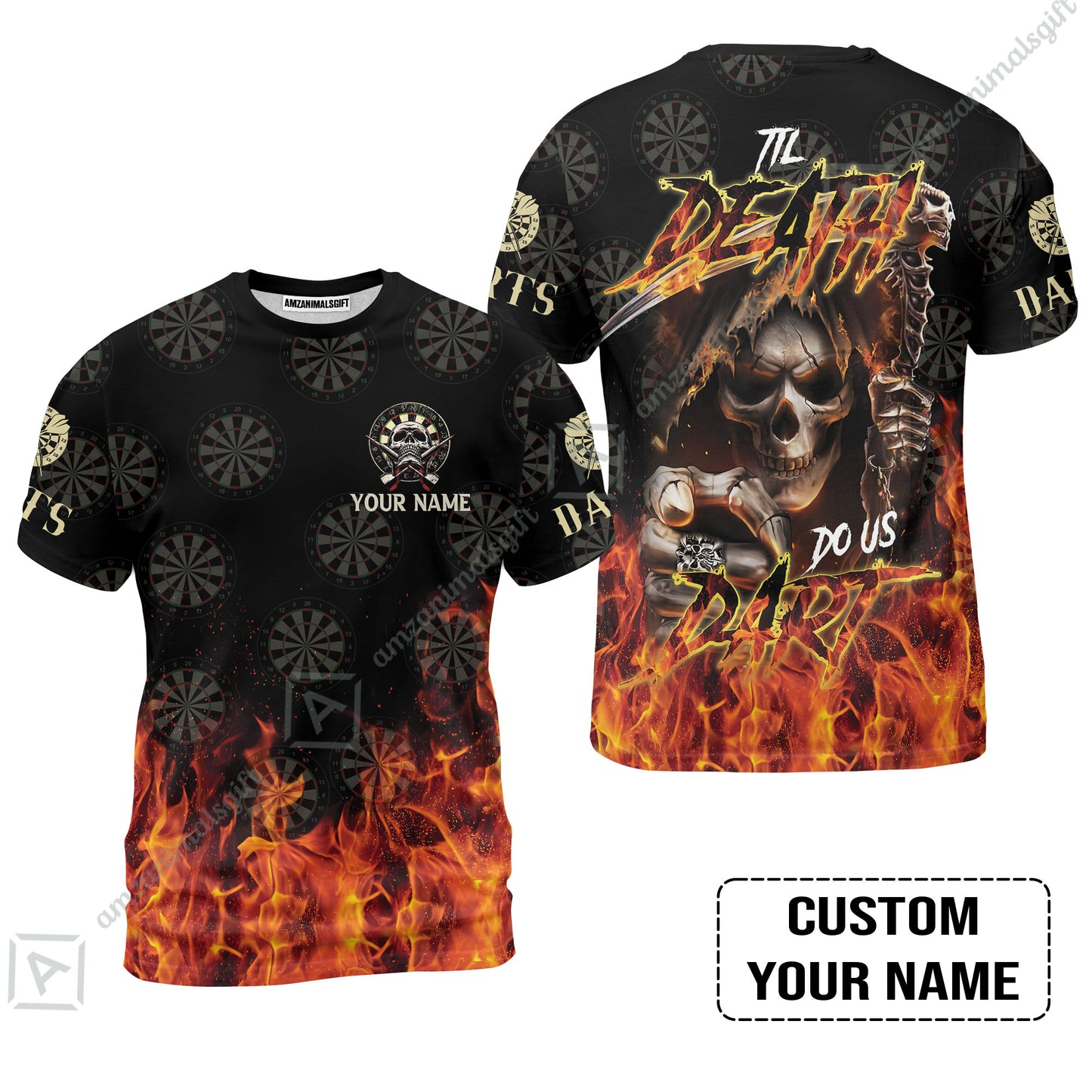 Darts Men Polo Shirt Custom Name - Til Death Do Us Dart Dartboard Personalized Polo Shirt