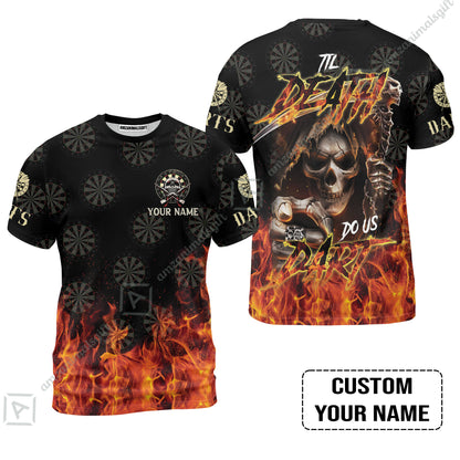 Darts Men Polo Shirt Custom Name - Til Death Do Us Dart Dartboard Personalized Polo Shirt