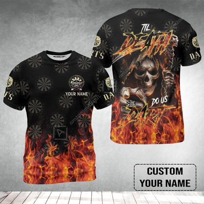 Darts Custom Name T-Shirt - Til Death Do Us Dart Dartboard Personalized T-Shirt