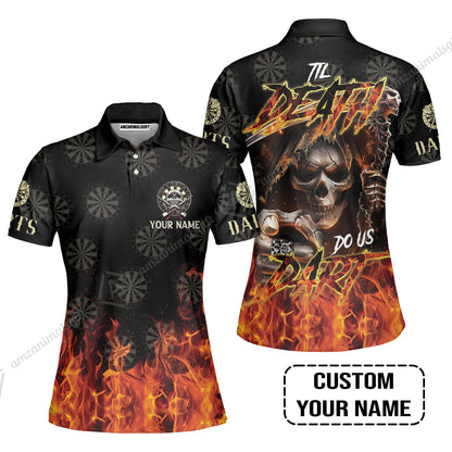 Darts Custom Name Zip Polo Shirt - Til Death Do Us Dart Dartboard Personalized Zip Polo Shirt