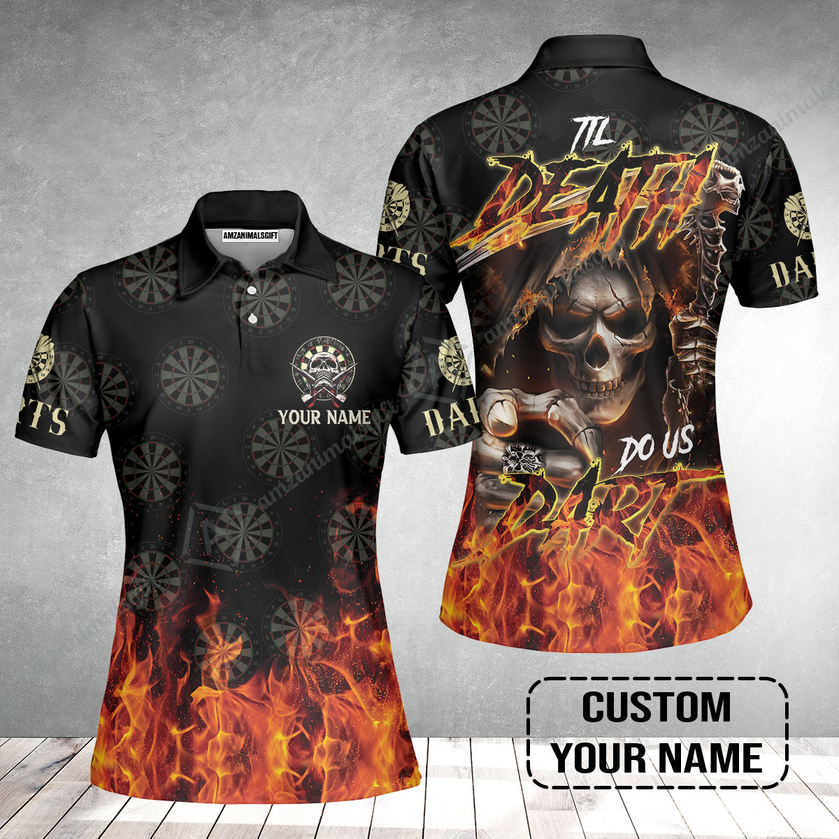 Darts Custom Name Women Polo Shirt- Til Death Do Us Dart Dartboard Personalized Women Polo Shirt