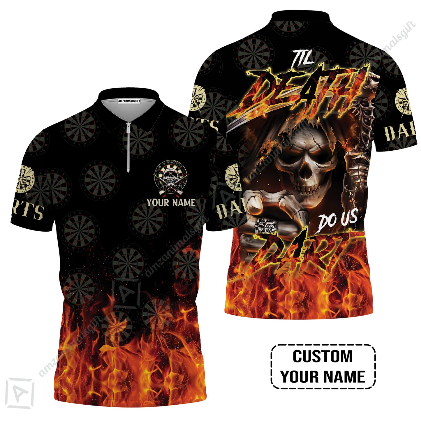 Darts Men Polo Shirt Custom Name - Til Death Do Us Dart Dartboard Personalized Polo Shirt