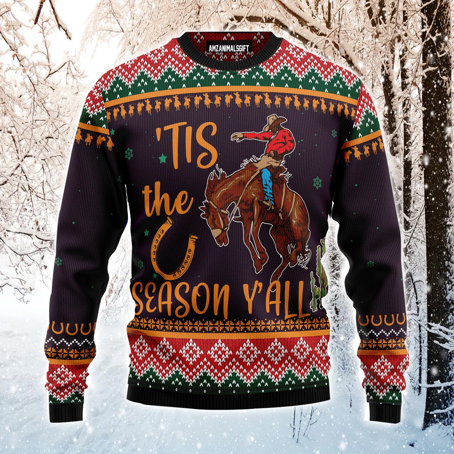 Cowboy Ugly Christmas Sweater, Cowboy Season Christmas Pattern Ugly Sweater For Men & Women - Best Gift For Christmas, Friends, Cowboy