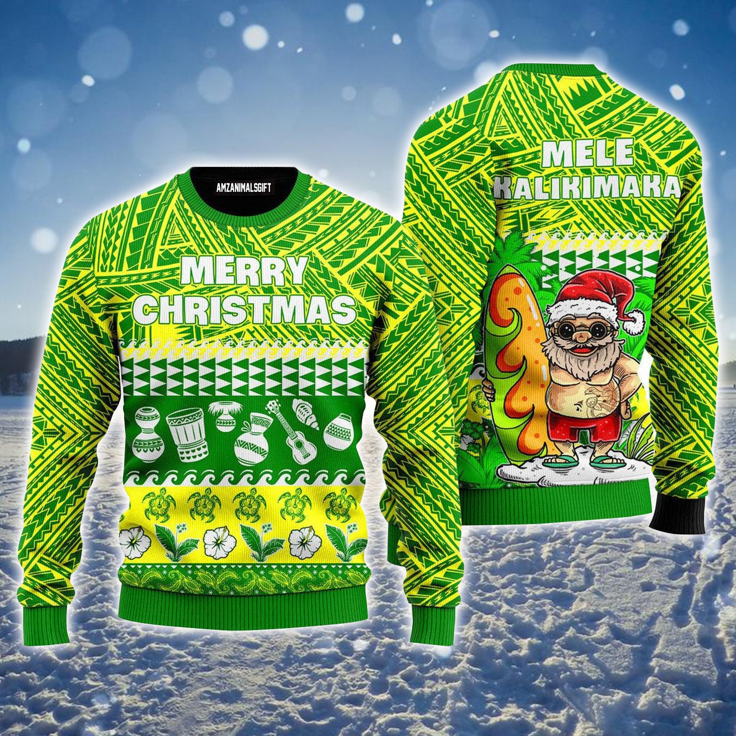 Santa Claus Mele Kalikimaka Ugly Sweater For Men & Women, Perfect Outfit For Christmas New Year Autumn Winter