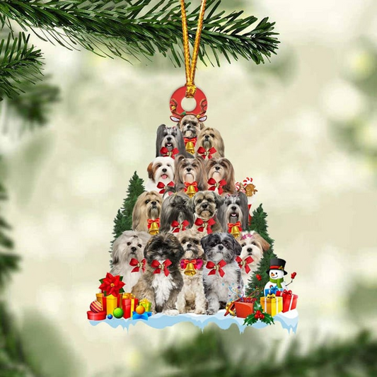 Custom Dog Acrylic Christmas Ornament, Personalized Lhasa Apso Dog Christmas Tree & Gift Acrylic Ornament for Dog Lover, Christmas