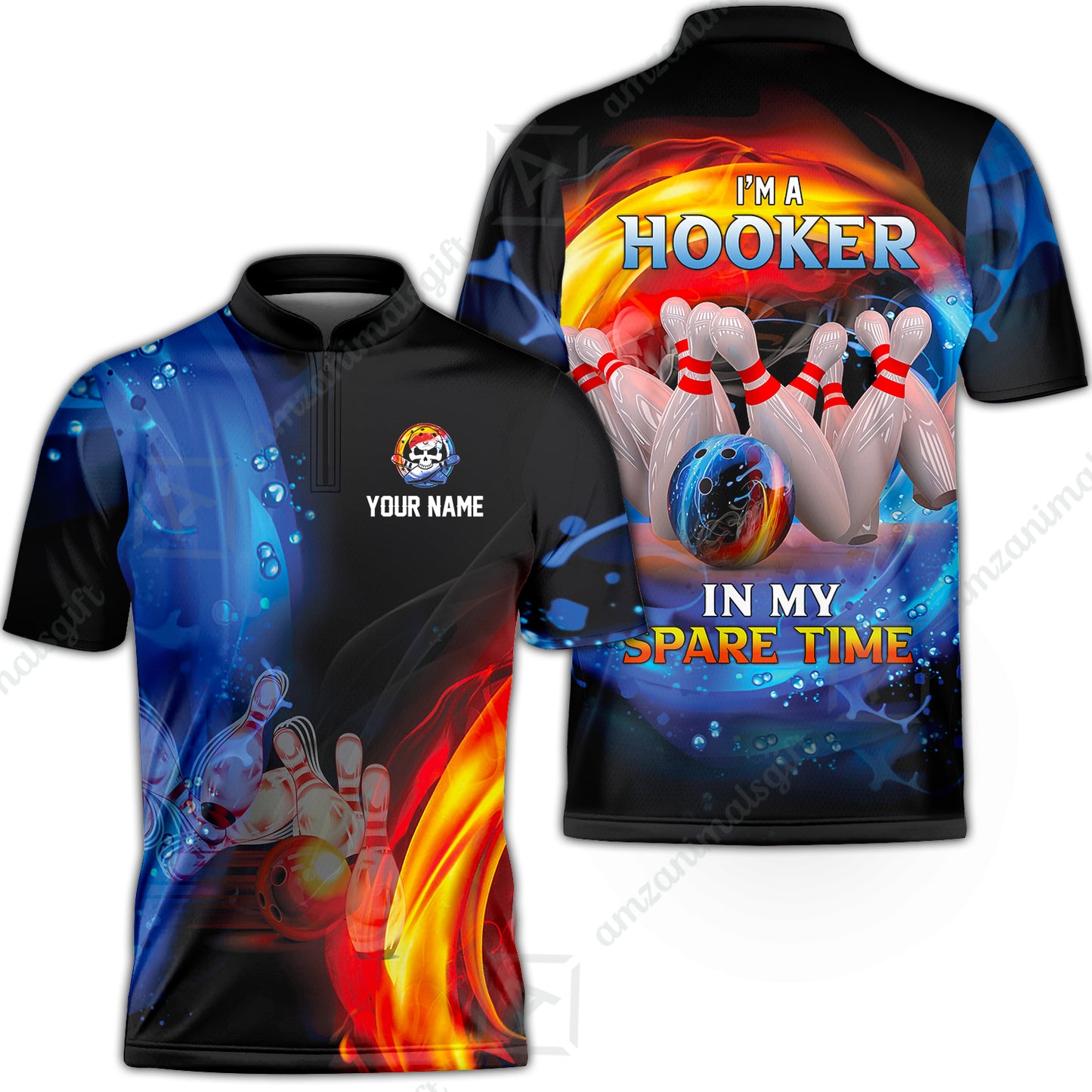 Customized Name Bowling Men Polo Shirts - Bowling I'm A Hooker In My Spare Time Personalized Polo Shirt
