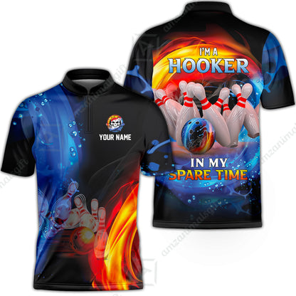 Customized Name Bowling Men Polo Shirts - Bowling I'm A Hooker In My Spare Time Personalized Polo Shirt