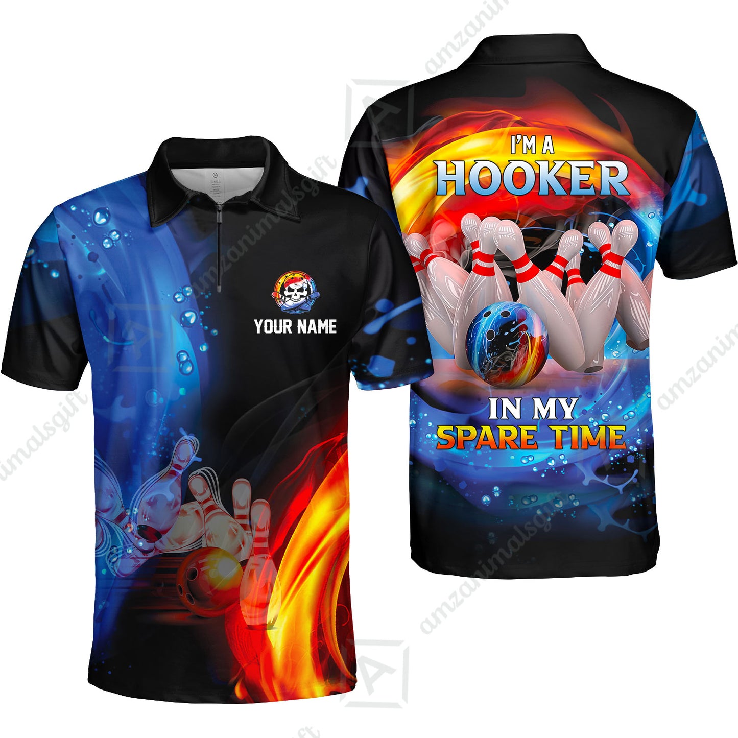 Customized Name Bowling Men Polo Shirts - Bowling I'm A Hooker In My Spare Time Personalized Polo Shirt