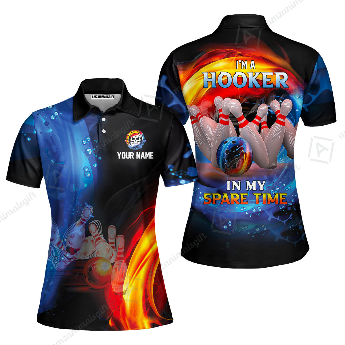 Customized Name Bowling Men Polo Shirts - Bowling I'm A Hooker In My Spare Time Personalized Polo Shirt