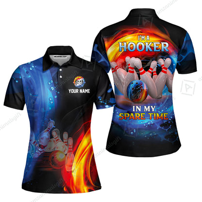 Customized Name Bowling Men Polo Shirts - Bowling I'm A Hooker In My Spare Time Personalized Polo Shirt