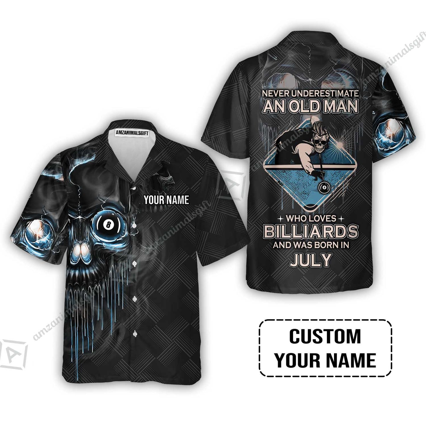 Customized Billiard Men Polo Shirt - Pool 8 Ball Never Underestimate An Old Man And Was Born In July Personalized Polo Shirt