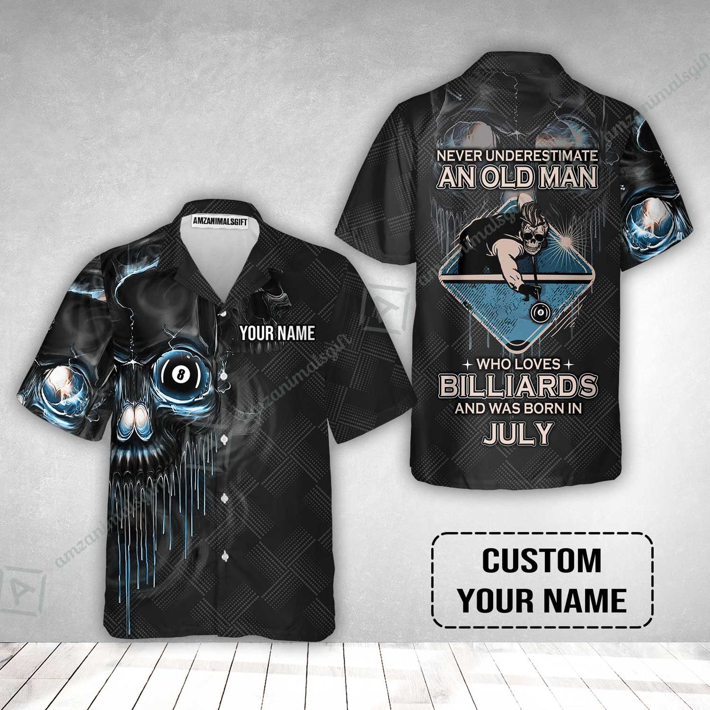 Customized Billiard Hawaiian Shirt- Pool 8 Ball Never Underestimate An Old Man And Was Born In July Personalized Hawaiian Shirt