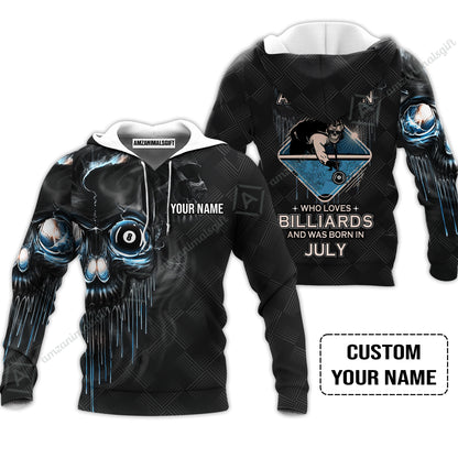 Customized Billiard Men Polo Shirt - Pool 8 Ball Never Underestimate An Old Man And Was Born In July Personalized Polo Shirt