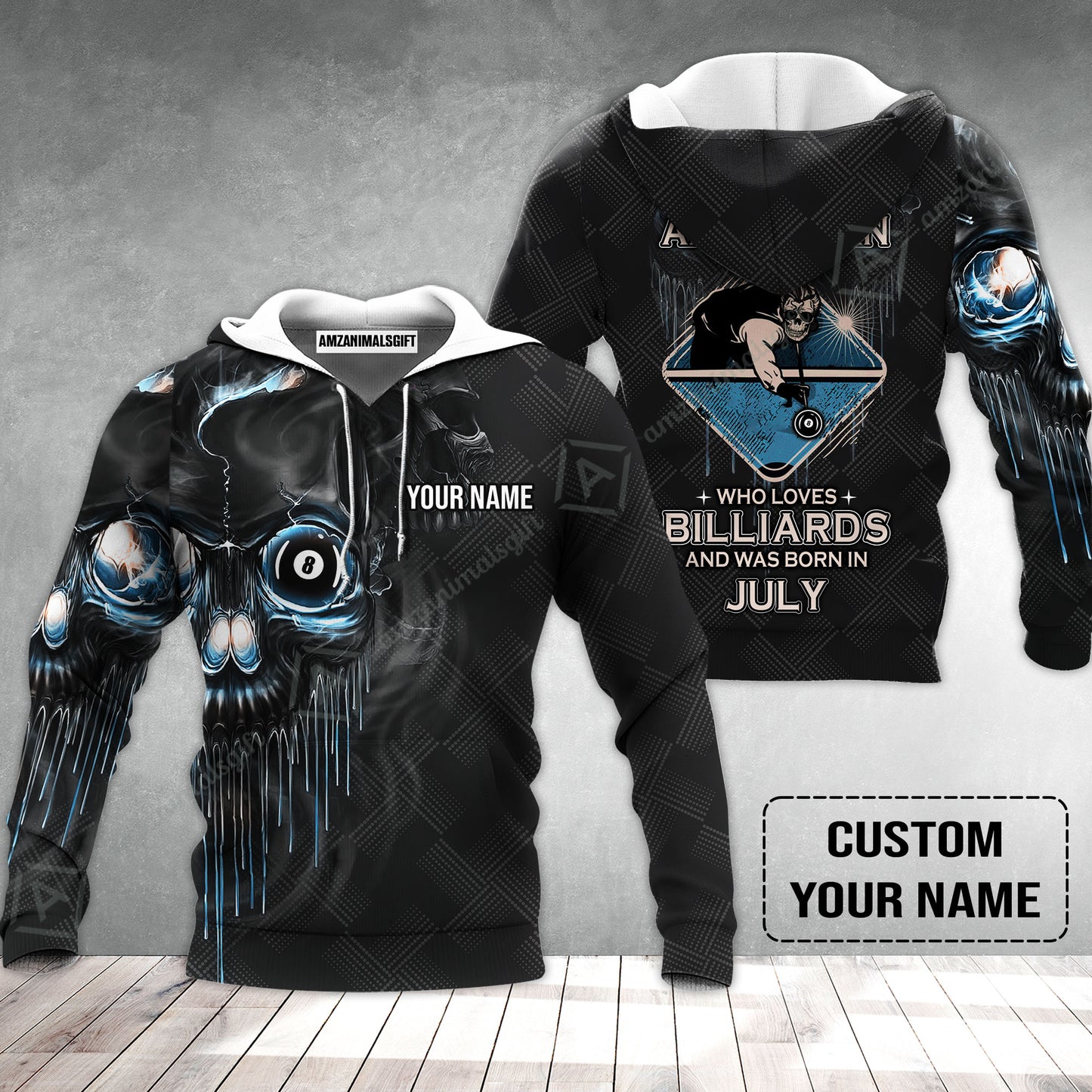 Customized Billiard Hoodie - Pool 8 Ball Never Underestimate An Old Man And Was Born In July Personalized Hoodie