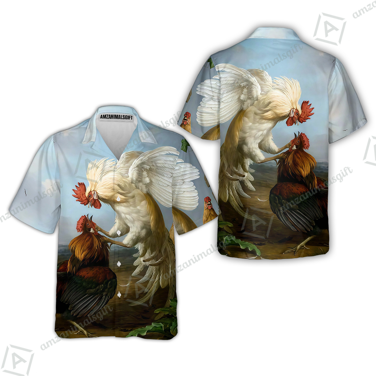 Rooster Aloha Hawaiian Shirt - Colorful Chicken Rooster Pattern Hawaiian Shirt, Rooster Fight Art Hawaiian Shirt For Men & Women, Rooster Lover