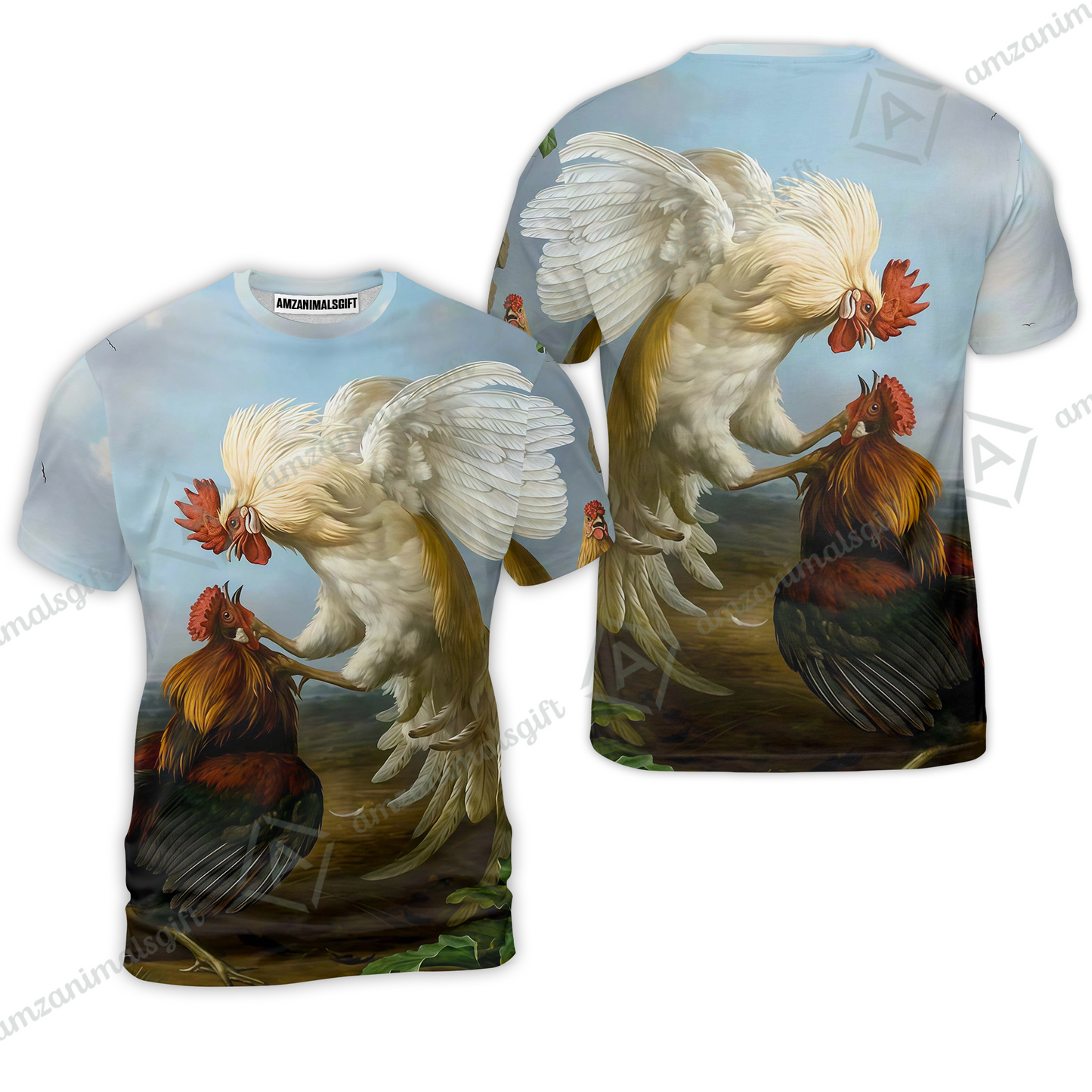 Rooster Aloha Hawaiian Shirt - Colorful Chicken Rooster Pattern Hawaiian Shirt, Rooster Fight Art Hawaiian Shirt For Men & Women, Rooster Lover
