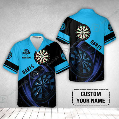 Customized Name Darts Hawaiian Shirt, Dartboard Personalized Name Blue Darts Team Hawaiian Shirt