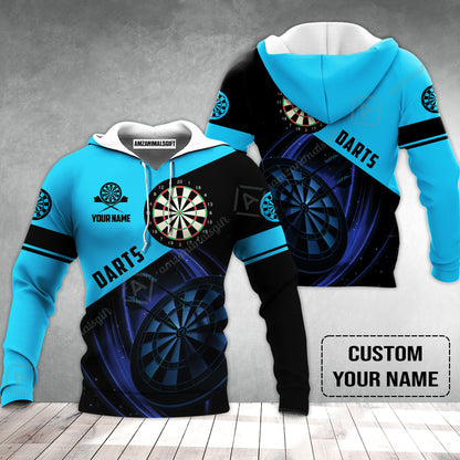 Customized Name Darts Hoodie, Dartboard Personalized Name Blue Darts Team Hoodie
