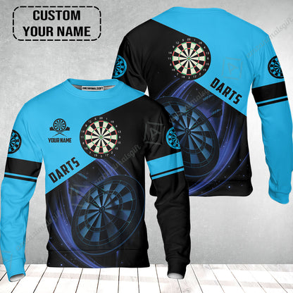 Customized Name Darts Sweatshirt, Dartboard Personalized Name Blue Darts Team Sweatshirt