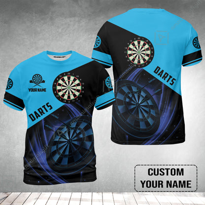 Customized Name Darts T-Shirt, Dartboard Personalized Name Blue Darts Team T-Shirt
