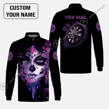 Customized Darts Sweatshirt, Skull Girl Butterfly Personalized Sugar Skull And Darts Sweatshirt