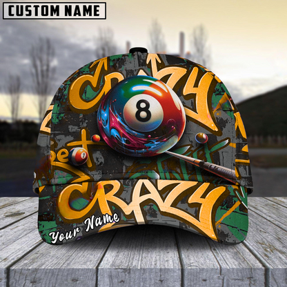Customized Billiard Cap, Billiard Pool Ball 8 Graffiti Street Personalized Name 3D Hats, Best Billiard Pool Hat For Billiard Players (6 Colors)