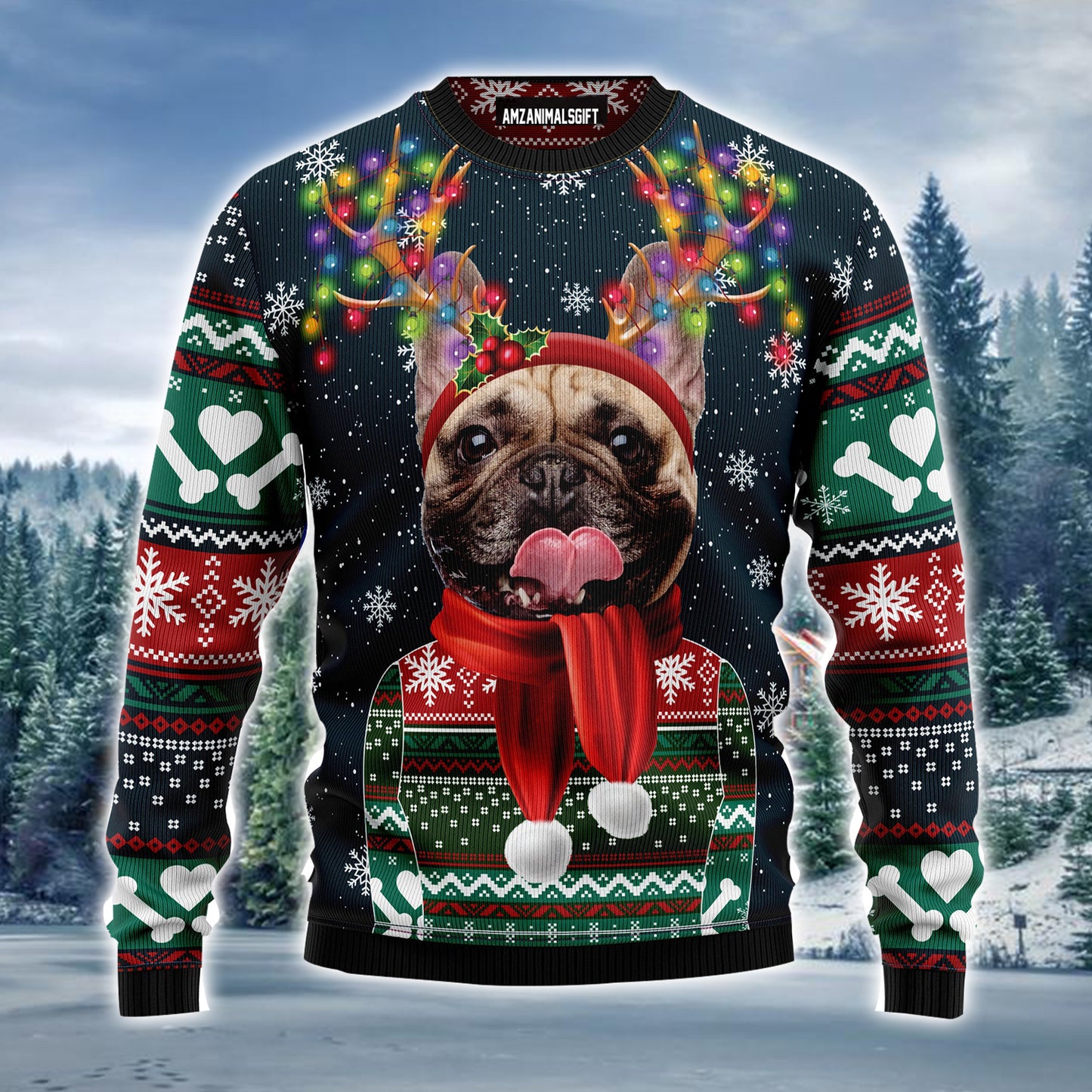 French Bulldog Ugly Christmas Sweater, Christmas Light Ugly Sweater For Men & Women - Best Gift For Christmas, Friends, French Bulldog Lovers