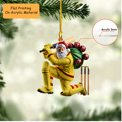 Personalized Cricket Christmas Ornament, Batting Santa  Uniform, Custom Ornament Christmas Gift, Keychain Cricket, Car Ornament Cricket