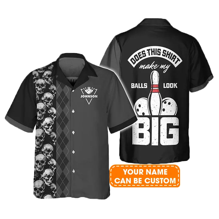 Bowling Hawaiian Shirt Custom Name - Bowling Does This Shirt Make My Ball Look Big Personalized Aloha Hawaiian Shirt - Gift For Friend, Family, Bowling Lovers