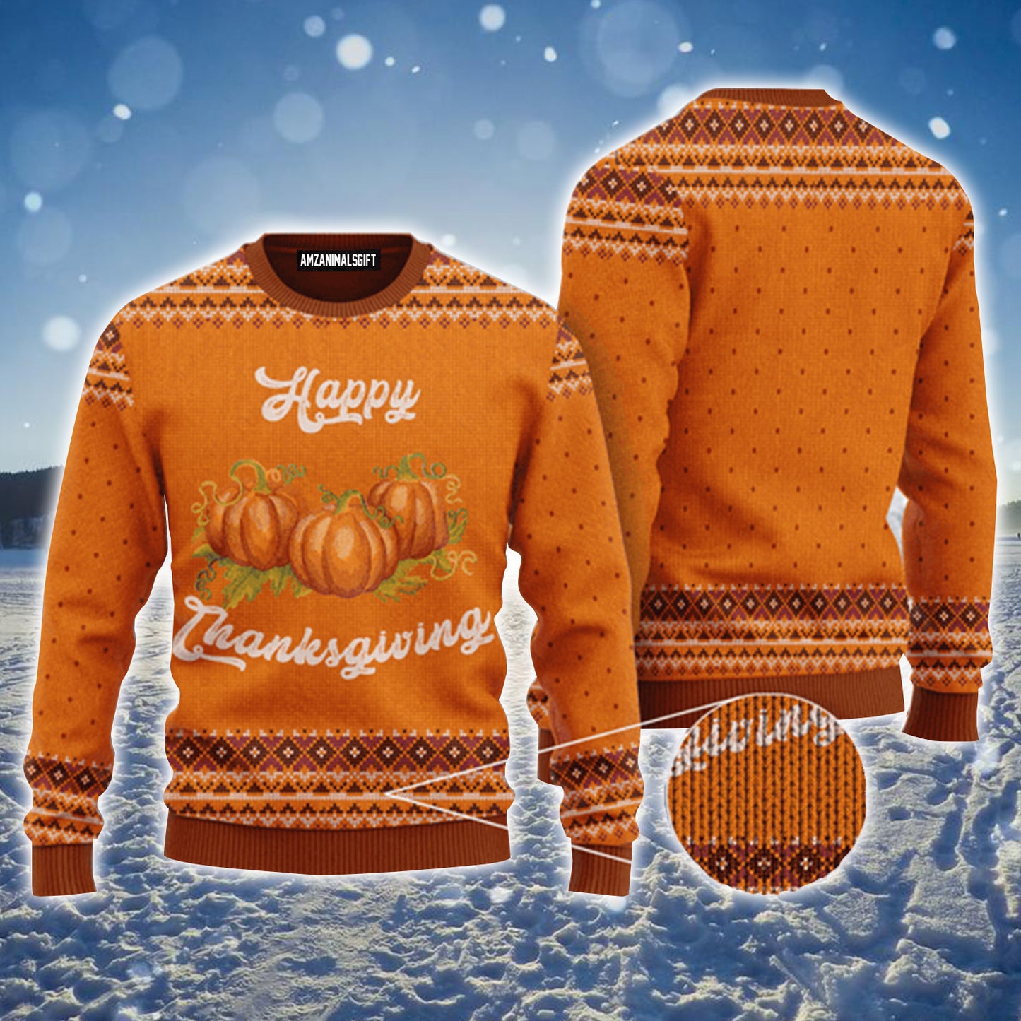 Happy Thanksgiving Pumpkin Urly Sweater, Thanksgiving Sweater For Men & Women - Perfect Gift For Thanksgiving, New Year, Winter