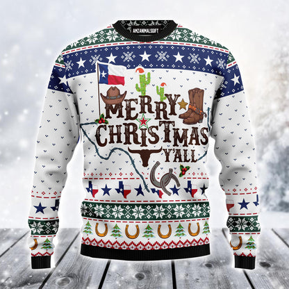 Merry Christmas Y'all Texas Ugly Christmas Sweater, Funny Christmas Ugly Sweater For Men & Women - Perfect Gift For Christmas, Texas Lovers